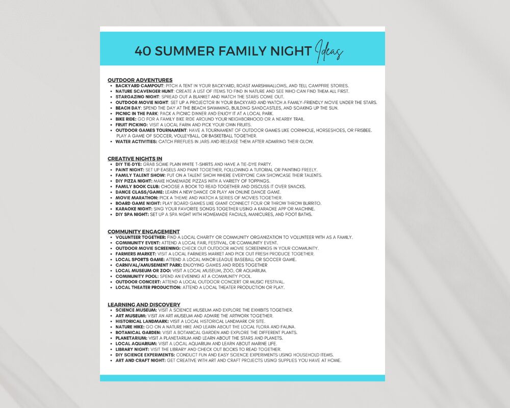 40 Summer Family Night Ideas